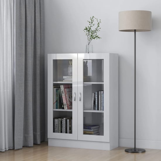 Product photograph of Libet High Gloss Display Cabinet In With 2 Doors In White from Furniture in Fashion
