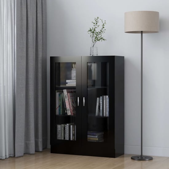 Product photograph of Libet Wooden Display Cabinet In With 2 Doors In Black from Furniture in Fashion
