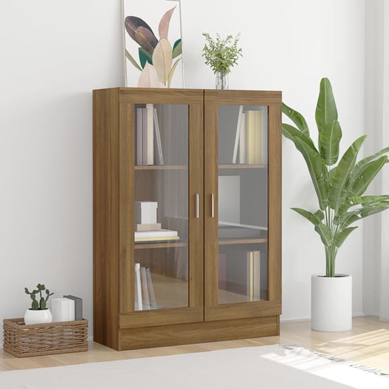 Product photograph of Libet Wooden Display Cabinet In With 2 Doors In Brown Oak from Furniture in Fashion