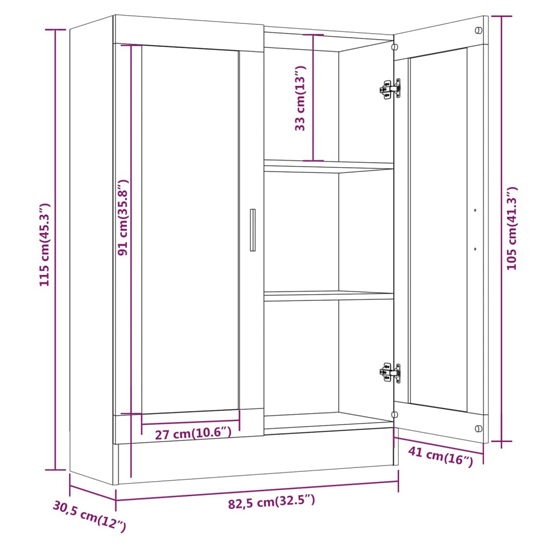 Libet Wooden Display Cabinet In With 2 Doors In Grey Sonoma Oak