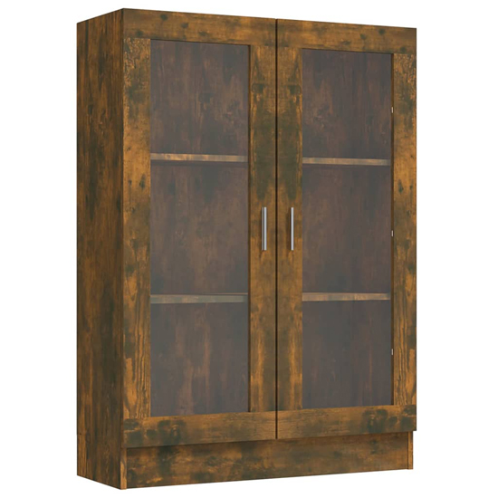 Libet Wooden Display Cabinet In With 2 Doors In Smoked Oak