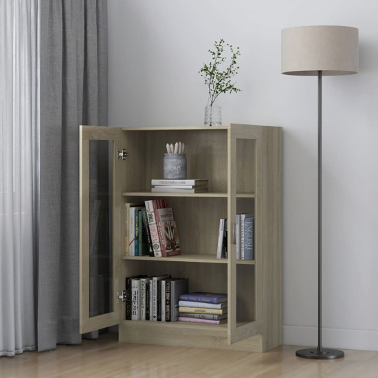 Libet Wooden Display Cabinet In With 2 Doors In Sonoma Oak
