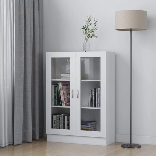 Photo of Libet wooden display cabinet in with 2 doors in white