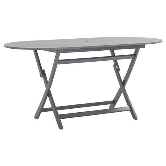 Read more about Libni oval folding wooden garden dining table in grey wash