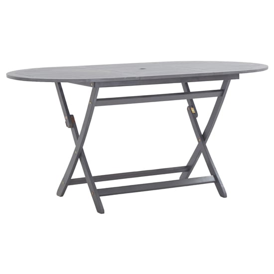 Libni Oval Folding Wooden Garden Dining Table In Grey Wash