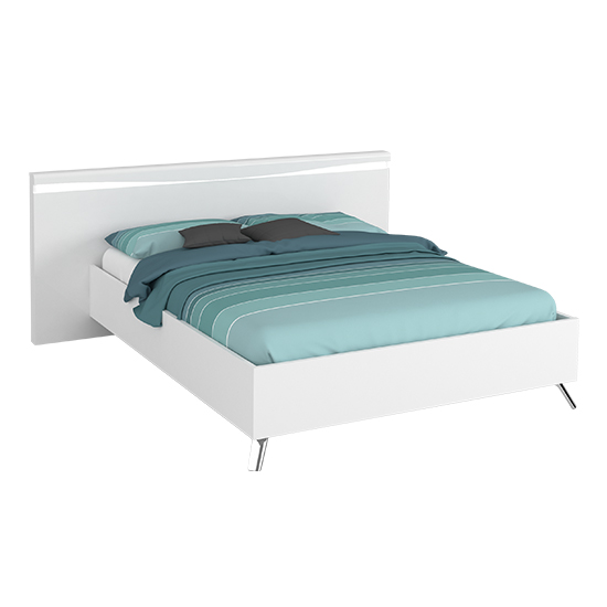 Lice Contemporary White Gloss King Size Bed With LED_2