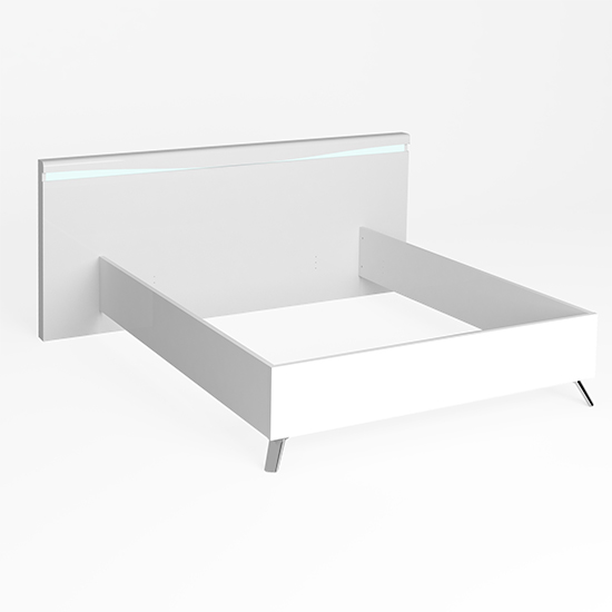 Lice Contemporary White Gloss King Size Bed With LED_3