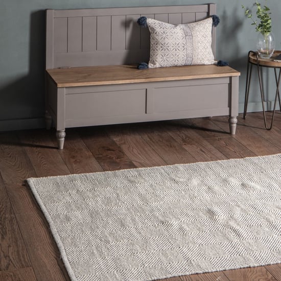 Licosta Cotton And Wool Fabric Rug In Charcoal