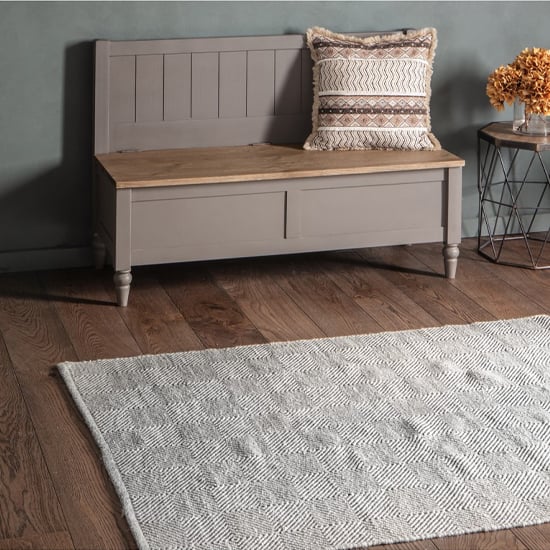 Licosta Cotton And Wool Fabric Rug In Grey