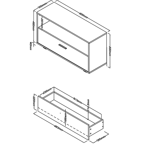 Louth High Gloss 1 Shelf And 1 Drawer TV Stand In White_4
