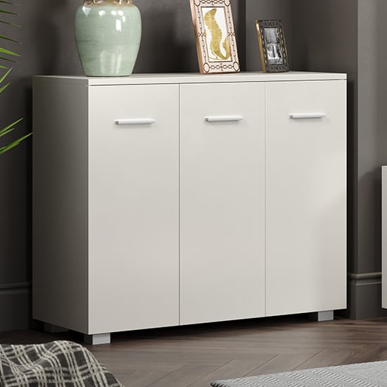 Product photograph of Louth High Gloss 3 Doors Sideboard In White from Furniture in Fashion