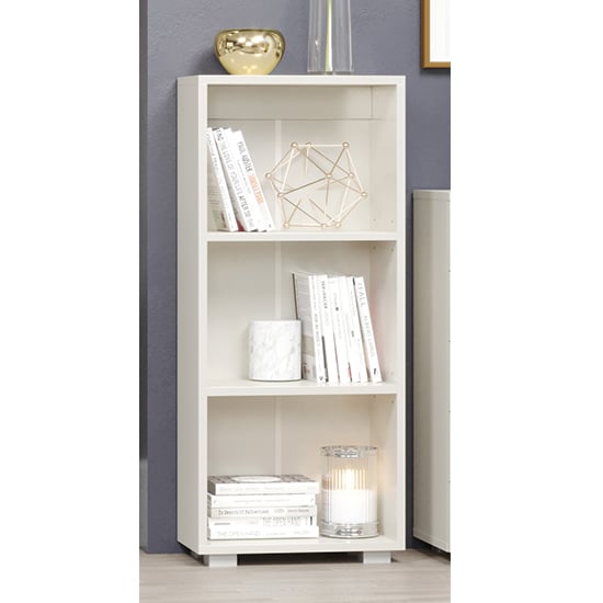 Read more about Lida low high gloss 2 shelves bookcase in white