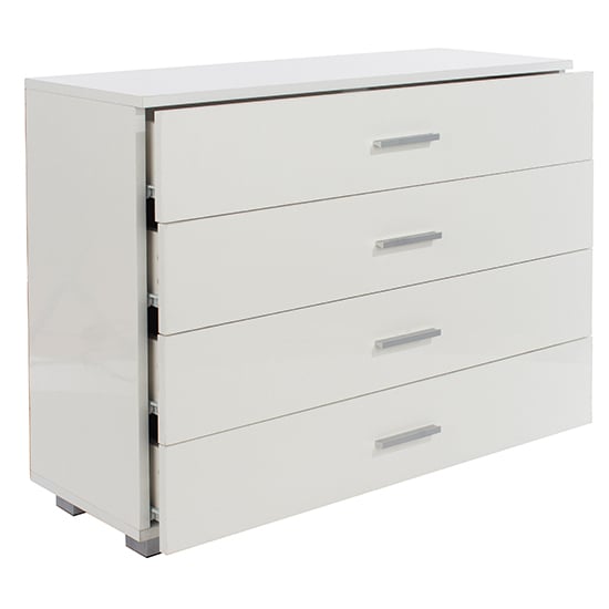Louth Low High Gloss Chest Of 4 Drawers In White_2