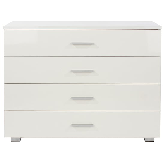 Louth Low High Gloss Chest Of 4 Drawers In White_3