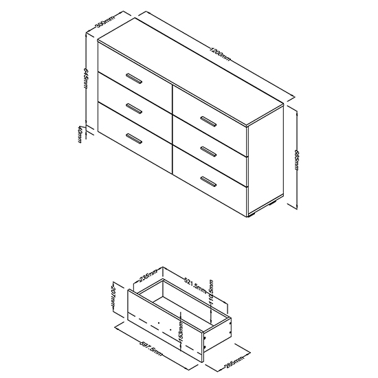 Lufkin Wooden Chest Of 6 Drawers In White
