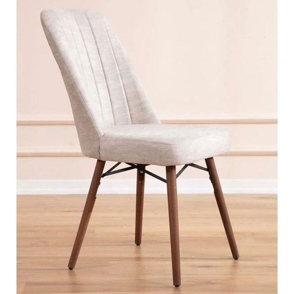 Lidyana Hornbeam Extending Dining Table with 6 Polyester Cream Chairs