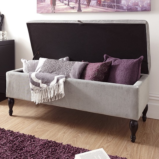 Widnes Cushioned Ottoman Blanket Box In Grey Furniture in Fashion