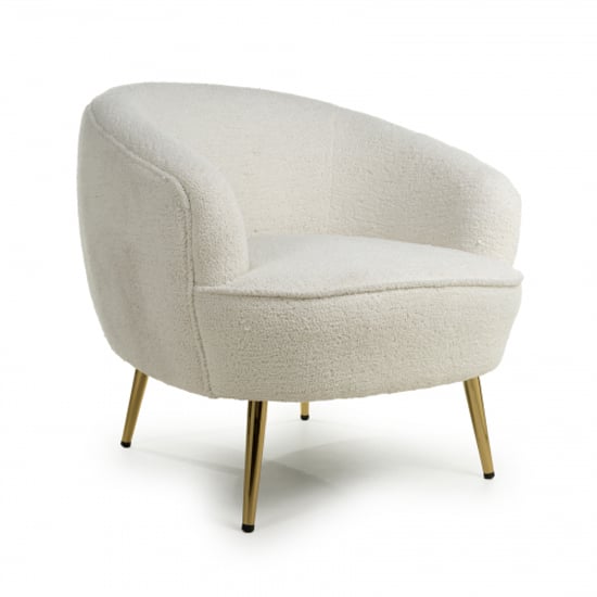 Product photograph of Liege Boucle Fabric Tub Chair In Vanilla White from Furniture in Fashion
