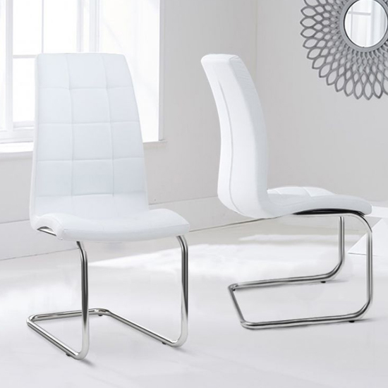 Lucius White PU Leather Dining Chairs In A Pair Furniture in Fashion