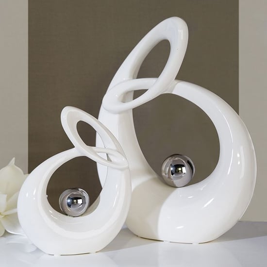 Read more about Life small sculpture in white ceramic with silver ball