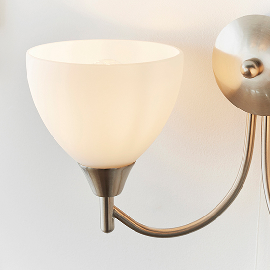 Lightson 2 Lights Matt Opal Glass Wall Light In Satin Chrome