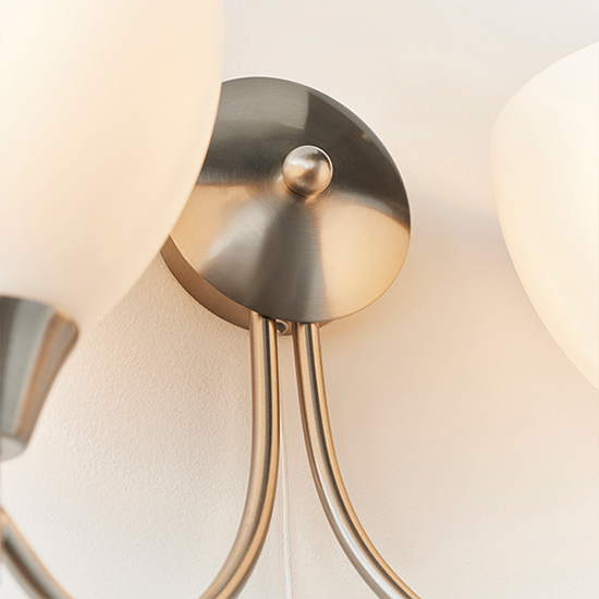 Lightson 2 Lights Matt Opal Glass Wall Light In Satin Chrome
