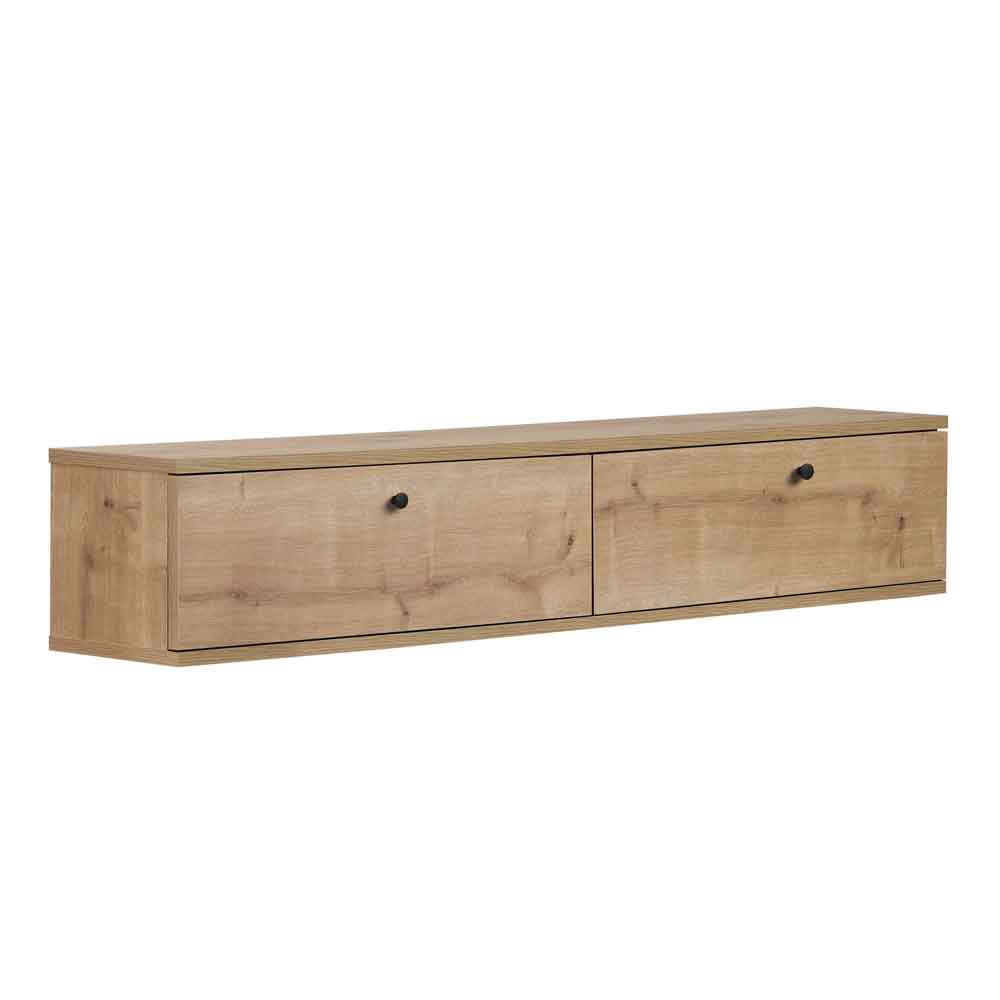 Ligne 140cm Wooden Wall Mounted TV Stand with 2 Doors in Sapphire Oak