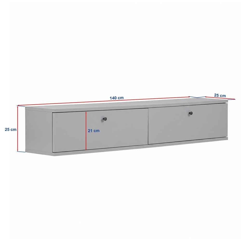 Ligne 140cm Wooden Wall Mounted TV Stand with 2 Doors in Walnut and Travertine Marble Effect