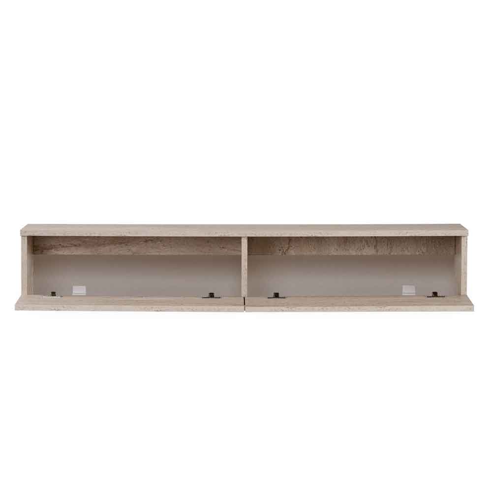 Ligne 140cm Wooden Wall Mounted TV Stand with 2 Doors in Travertine Marble Effect