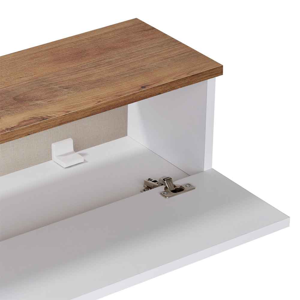 Ligne 160cm Wooden Wall Mounted TV Stand with 2 Doors in White and Atlantic Pine