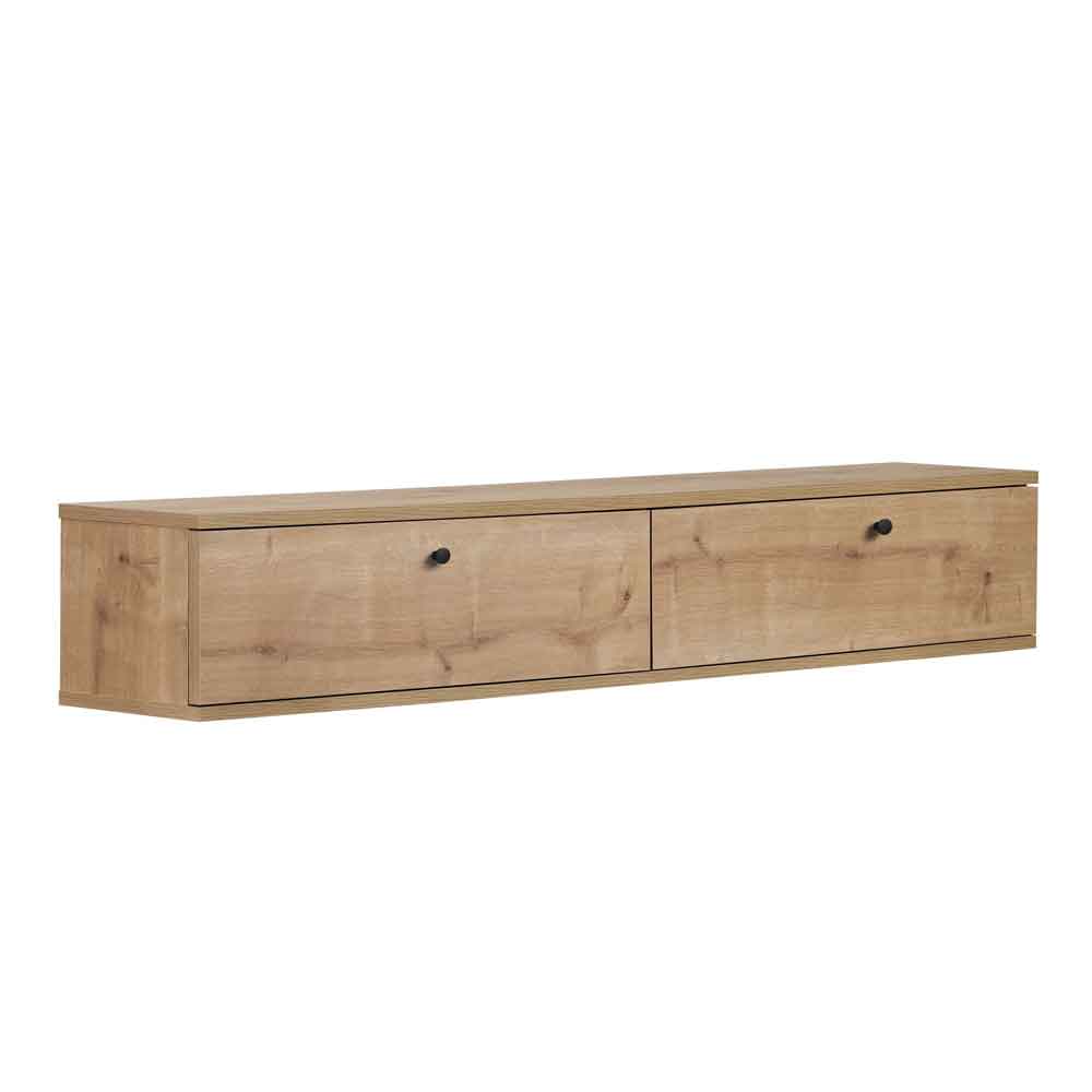 Ligne 160cm Wooden Wall Mounted TV Stand with 2 Doors in Sapphire Oak