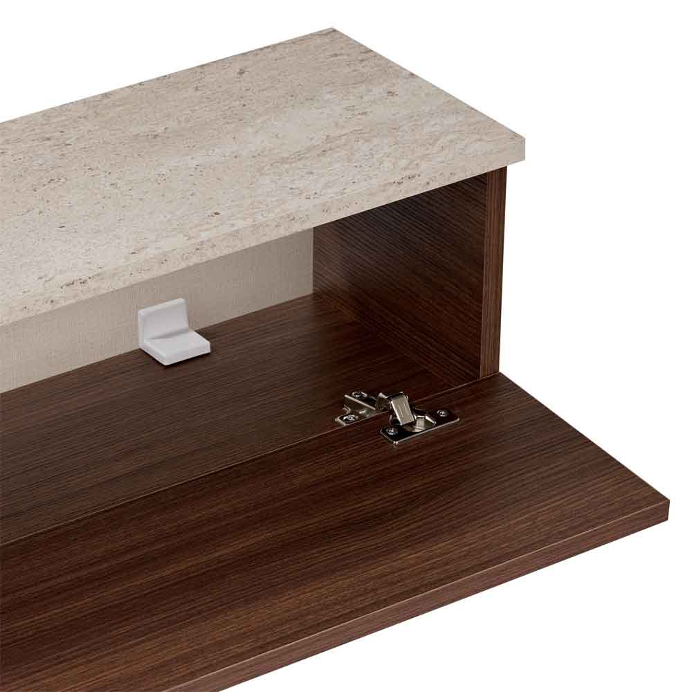 Ligne 160cm Wooden Wall Mounted TV Stand with 2 Doors in Walnut and Travertine Marble Effect
