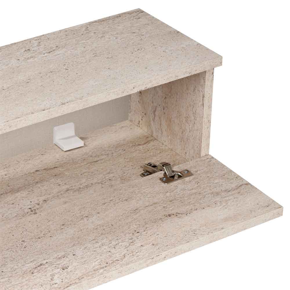 Ligne 160cm Wooden Wall Mounted TV Stand with 2 Doors in Travertine Marble Effect