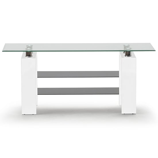 Lilia Clear Glass TV Stand With White Wooden Base_1
