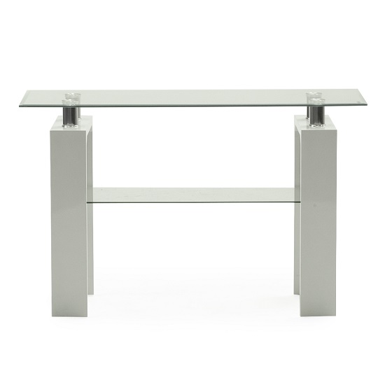 Lilia Tempered Glass Console Table With White Finish Legs