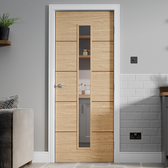 Product photograph of Lille Solid Glazed 1981mm X 762mm Internal Door In Oak from Furniture in Fashion