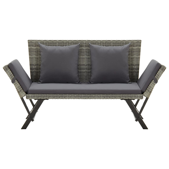Lillie Garden Seating Bench In Grey Rattan With Cushions