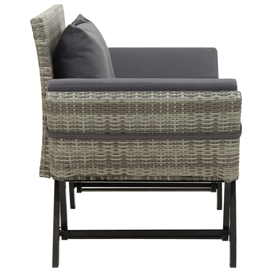 Lillie Garden Seating Bench In Grey Rattan With Cushions