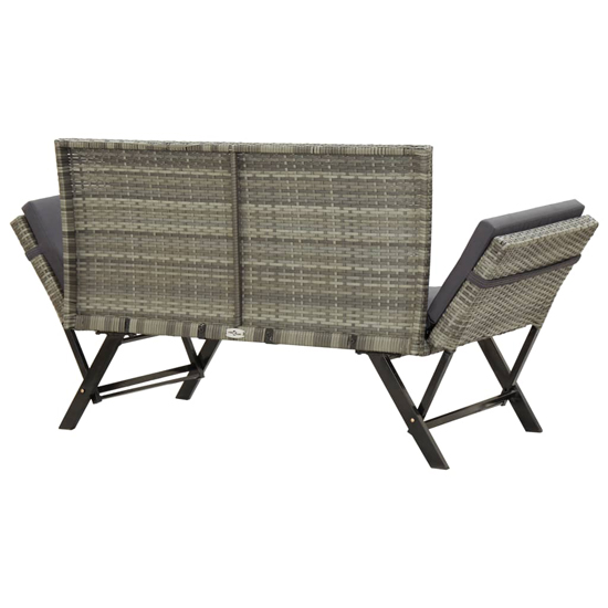 Lillie Garden Seating Bench In Grey Rattan With Cushions