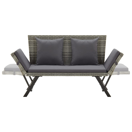 Lillie Garden Seating Bench In Grey Rattan With Cushions