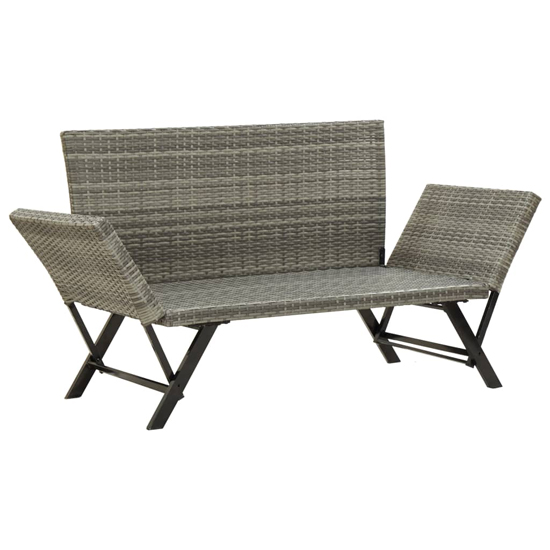 Lillie Garden Seating Bench In Grey Rattan With Cushions