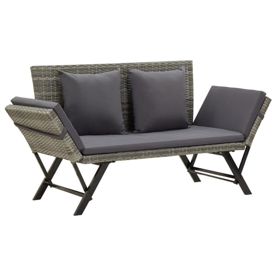 Product photograph of Lillie Garden Seating Bench In Grey Rattan With Cushions from Furniture in Fashion