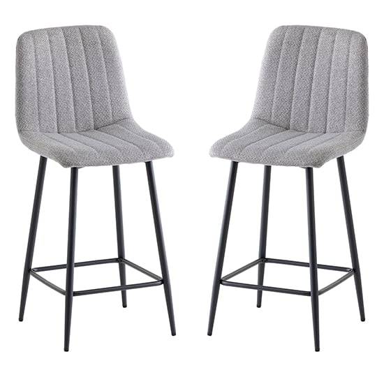 Lillie Silver Fabric Counter Bar Stools In Pair