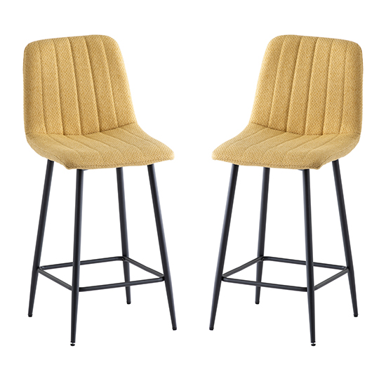 Lillie Yellow Fabric Counter Bar Stools In Pair Furniture in Fashion