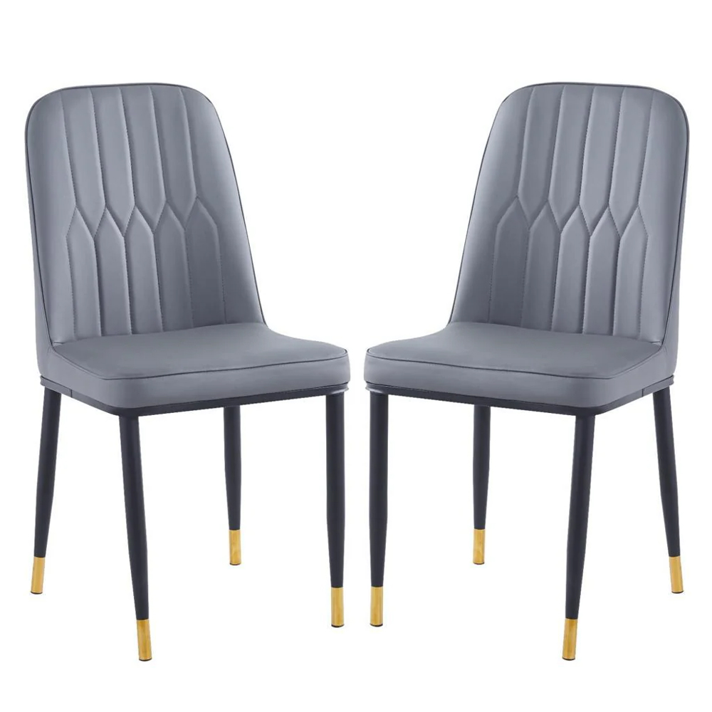 Read more about Lima grey faux leather dining chairs in pair