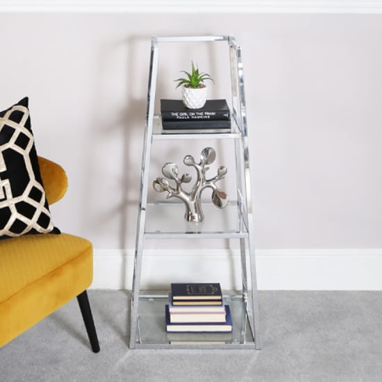 Photo of Lima ladder display stand small in shiny chrome frame