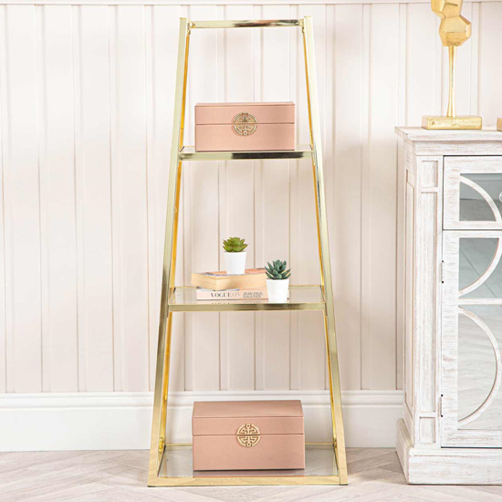 Lima Ladder Display Stand Small In Shiny Gold Frame Furniture in Fashion