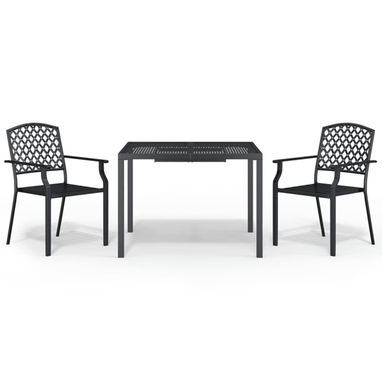 Lima Large Square Steel 3 Piece Garden Dining Set In Anthracite