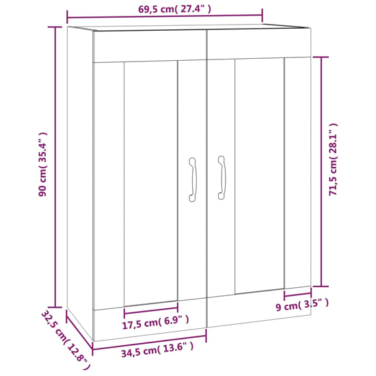 Lima Wooden Wall Storage Cabinet With 2 Doors In Sonoma Oak