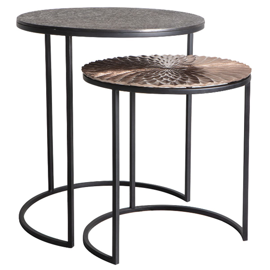 Limos Round Aluminium Set Of 2 Side Tables In Black_2